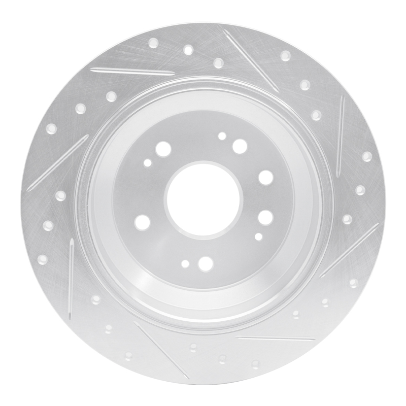 Honda CrossTOUR Brake Rotor (1) - Rear Left - R1 Concepts - Drilled & Slotted - Silver - `10-`15